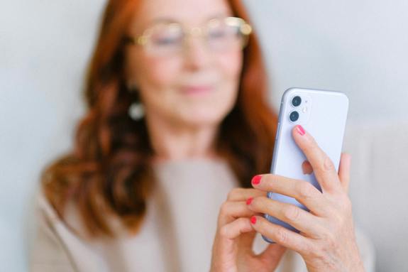 woman holding phone