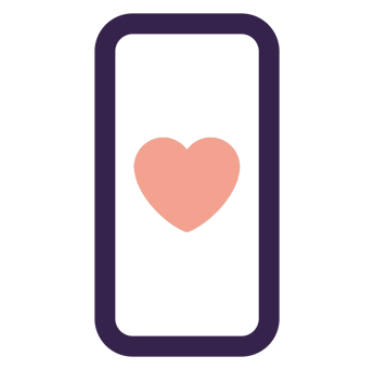 Icon of a phone with a heart